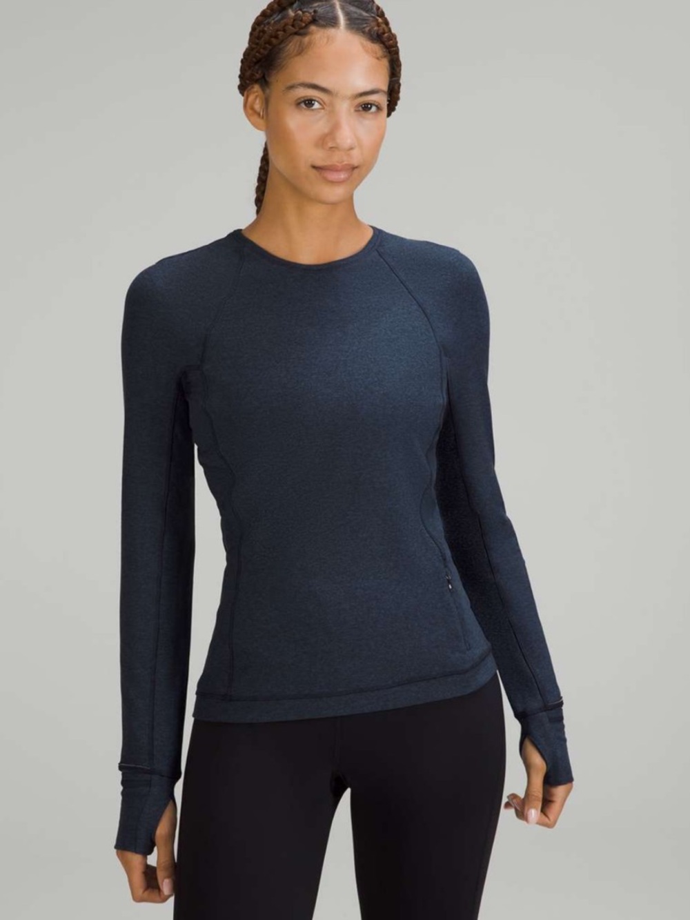 Lululemon Its Rulu Run Long Sleeve Shirt Heathered True Navy/Black